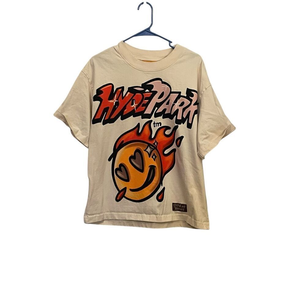 Hyde Park Mens Cream Coming In Hot Crewneck Short Sleeve T-Shirt Small